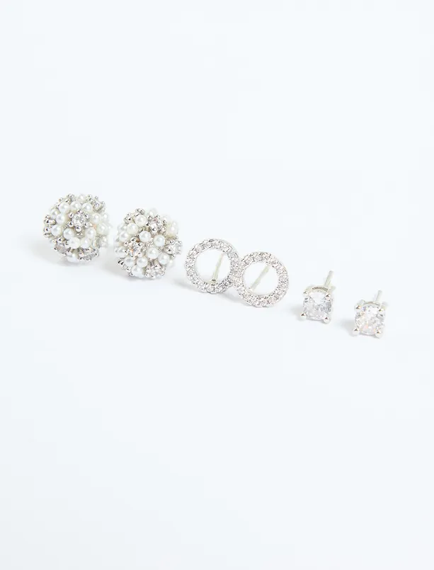 Bayan Gri Boncuklu Küpe Seti