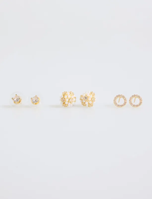 Bayan Sarı Boncuklu Küpe Seti