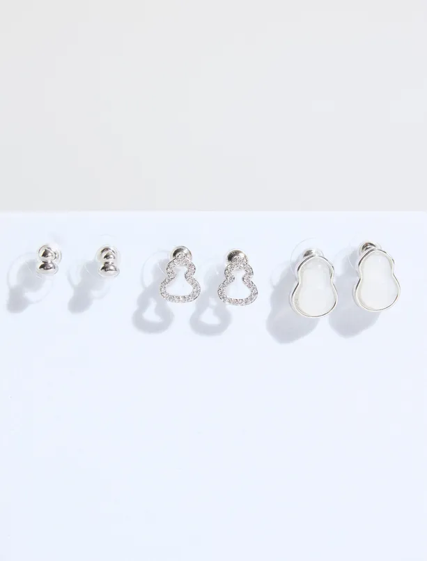 Bayan  Soyut Desenli Küpe Seti