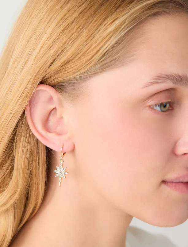 Bayan  Parlak Yıldız Figürlü Sallanan Küpe