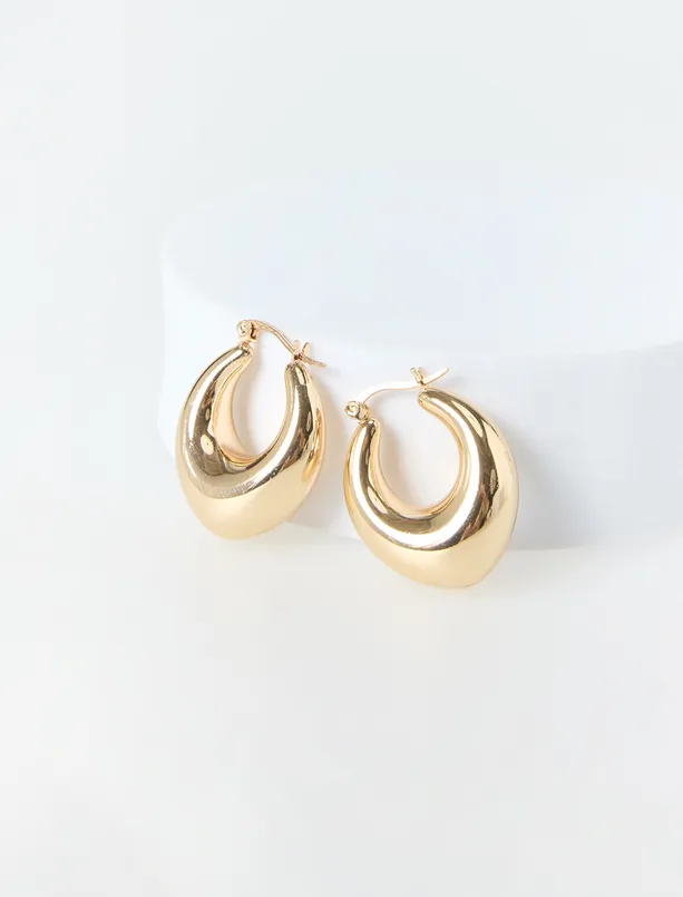 Bayan Sarı Parlak Kalın Halka Küpe