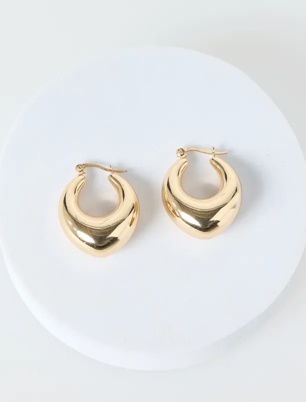 Women Yellow Shiny Thick Hoop Earrings
