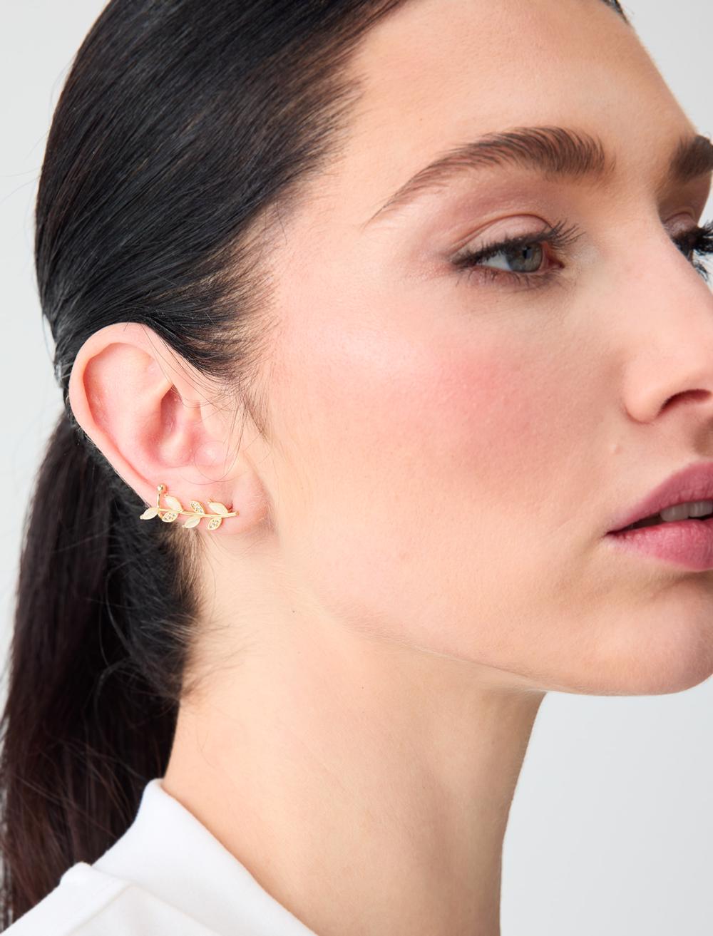 Çiçek Ve Dal Figürlü Küpe