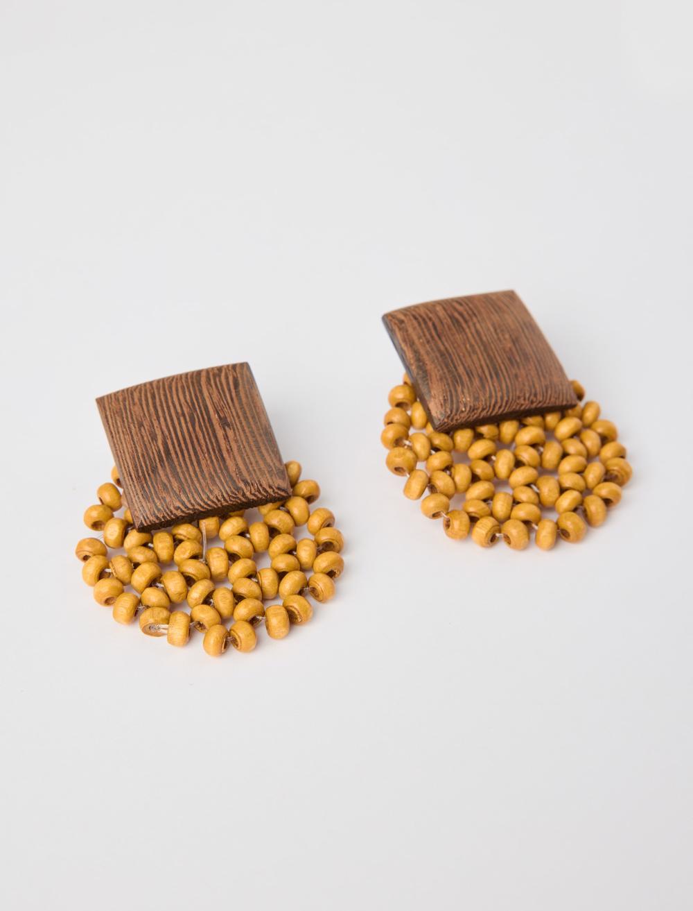 Ahşap Görünümlü Modern Küpe