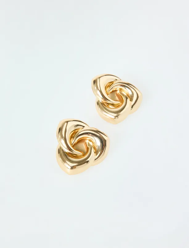 Women Yellow Big Flower Figured Shiny Earrings