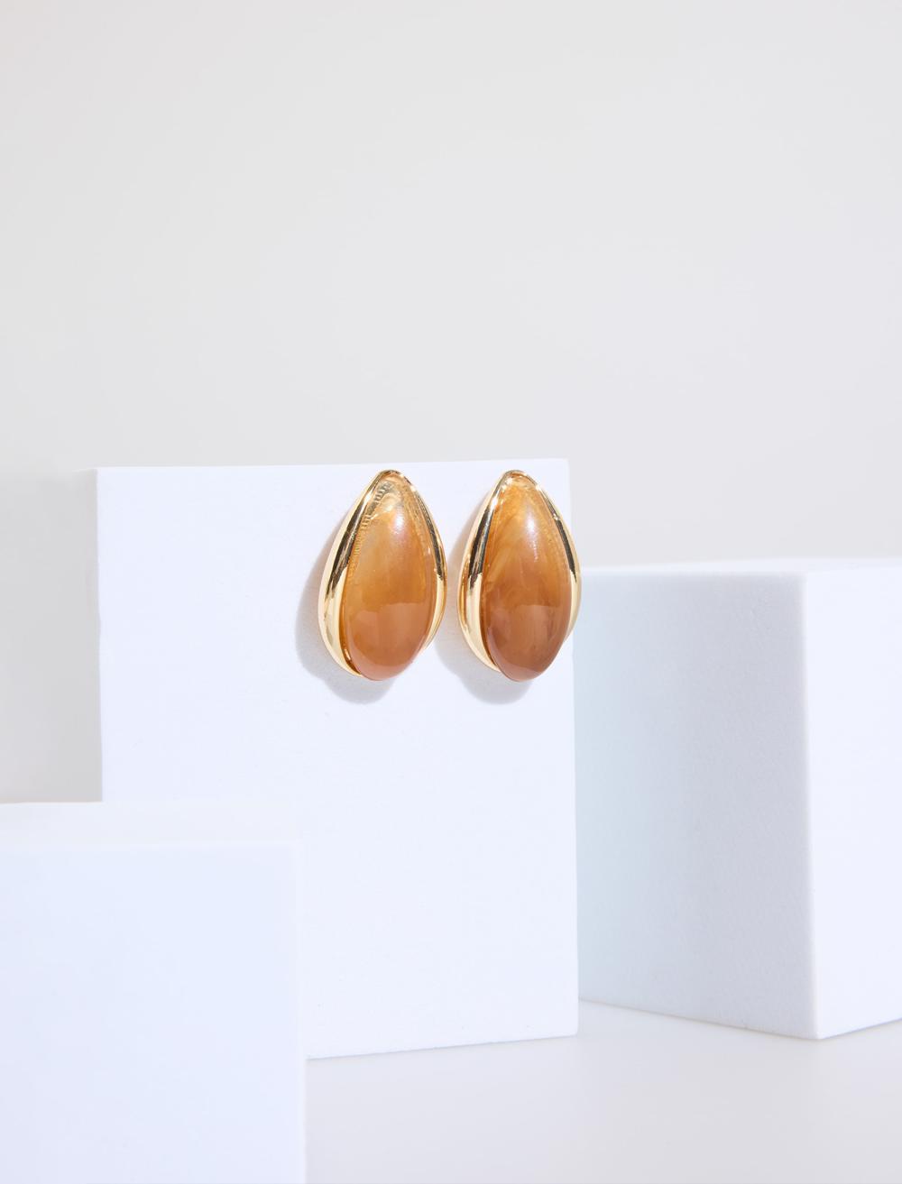 Büyük Damla Taş Figürlü Küpe