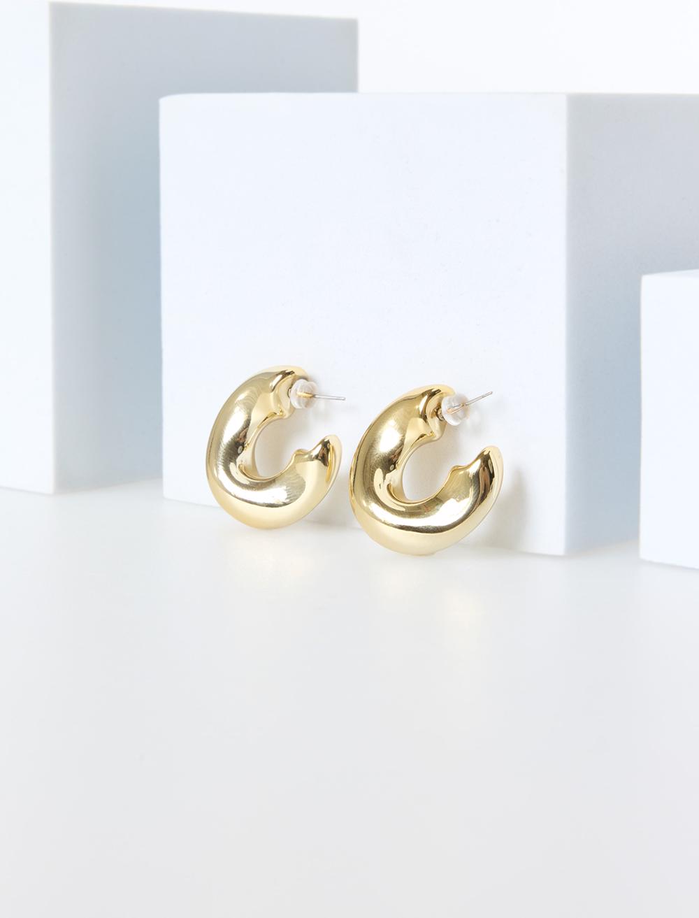 Kalın Parlak Yarım Halka Küpe