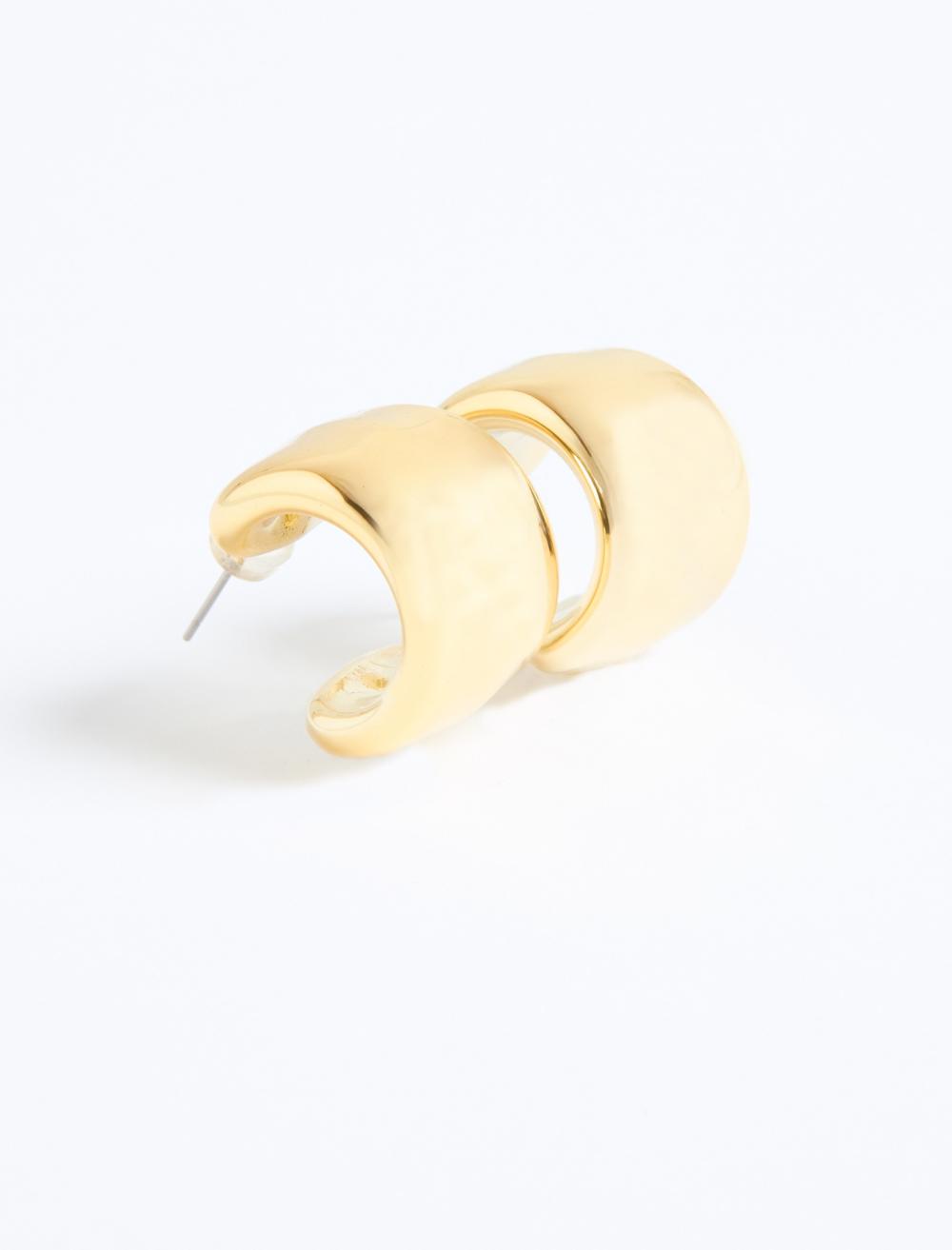 Parlak Kalın Yarım Halka Minimal Küpe