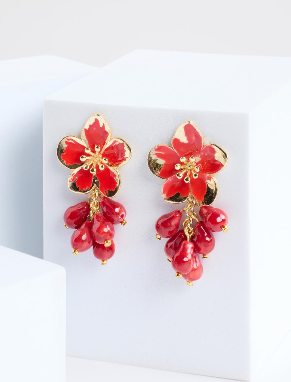 Çiçek Figürlü Sallantılı Modern Küpe