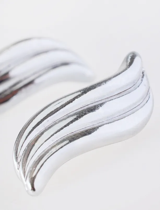 Women Grey Modern Wave-Shaped Earrings