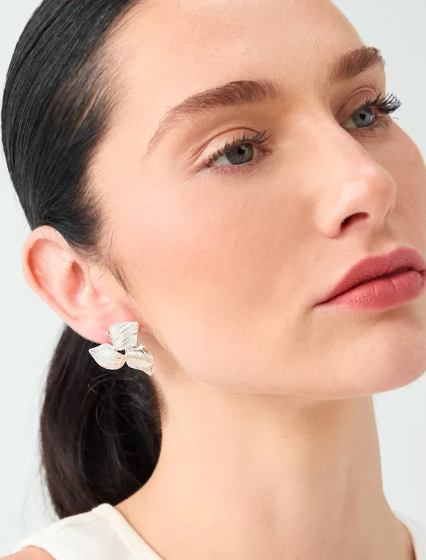 Women  Shiny Modern Earrings with Leaf Motifs