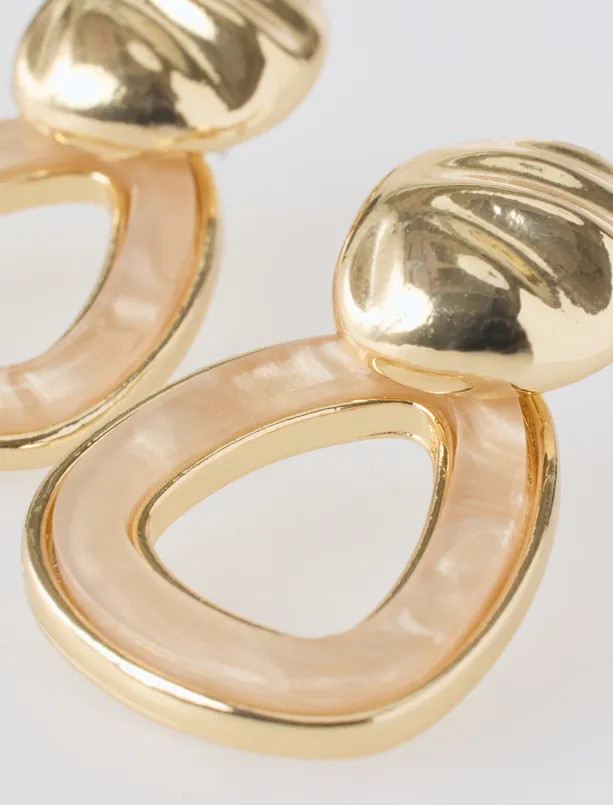 Women White Oval-Shaped Dangle Earrings
