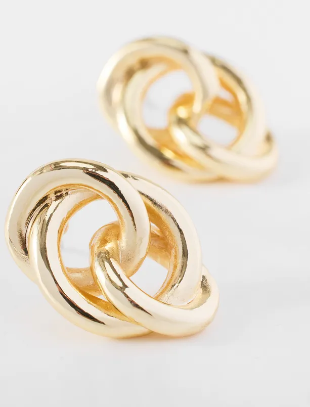 Women Yellow Modern Earrings with a Coiled Chain Design