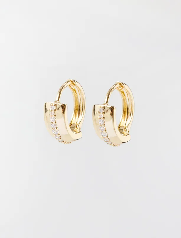 Women  Elegant Half-Circle Earrings with Stone Accents