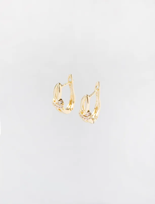 Women  Knot-Detail Stone Hoop Earrings