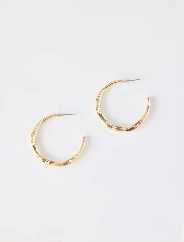 Women Yellow Textured Half-Circle Earrings