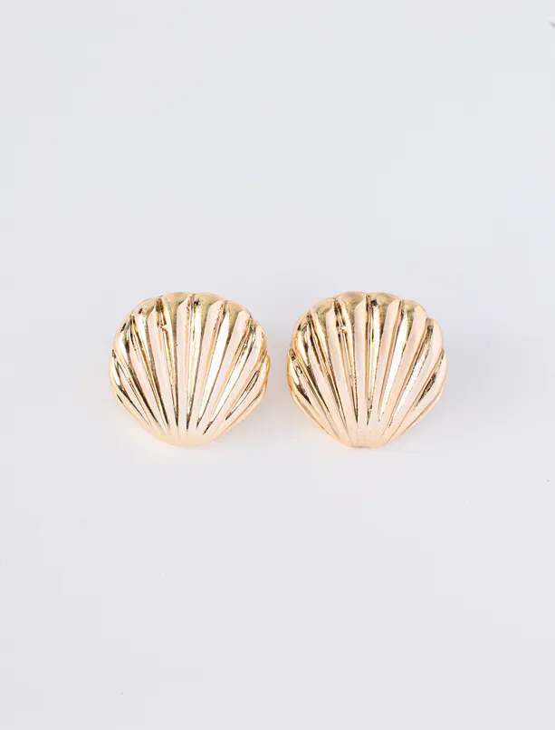 Women Yellow Reversible Oyster Earrings 