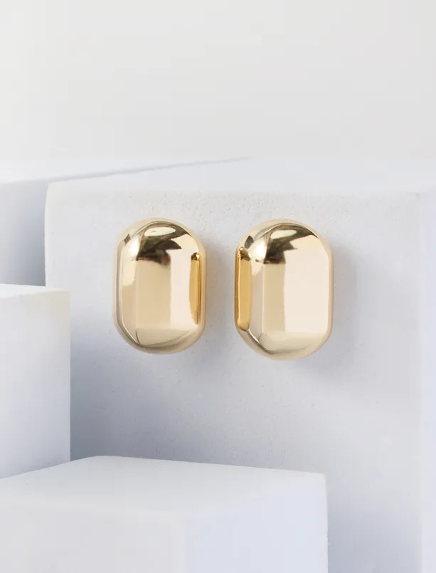 Women  Oval-Shaped Shiny Capsule Earrings