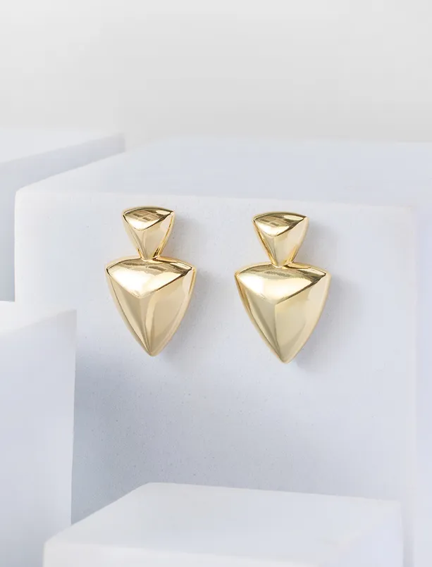 Women  Triangular-Shaped Dangling Shiny Earrings