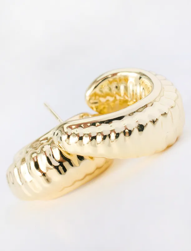 Women Yellow Spiral-Style Half-Circle Earrings