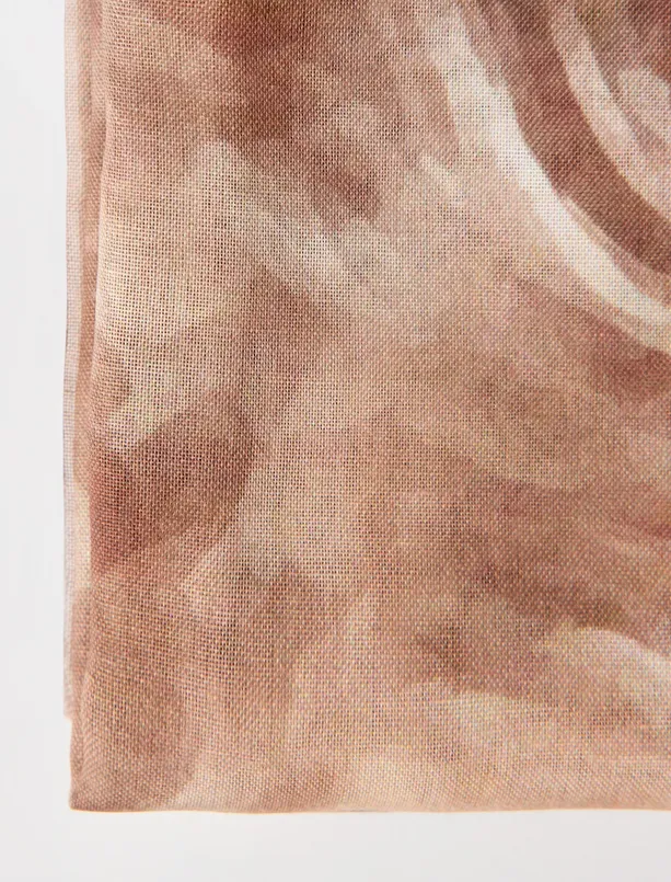 Bayan Kahverengi Dalga Desenli Şal