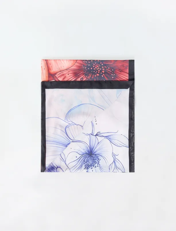 Bayan Pembe Çiçek Desenli Dokuma Şal