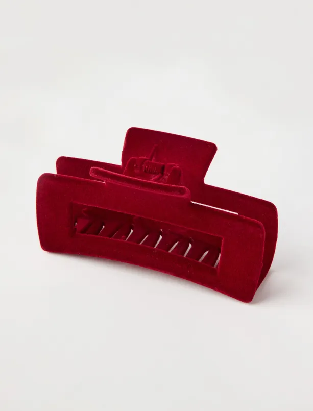 Bayan Bordo Süet Görünümlü Mandal Toka