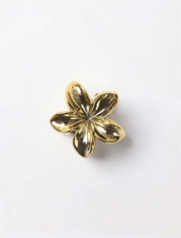 Bayan Sarı Çiçek Figürlü Parlak Mandal Toka