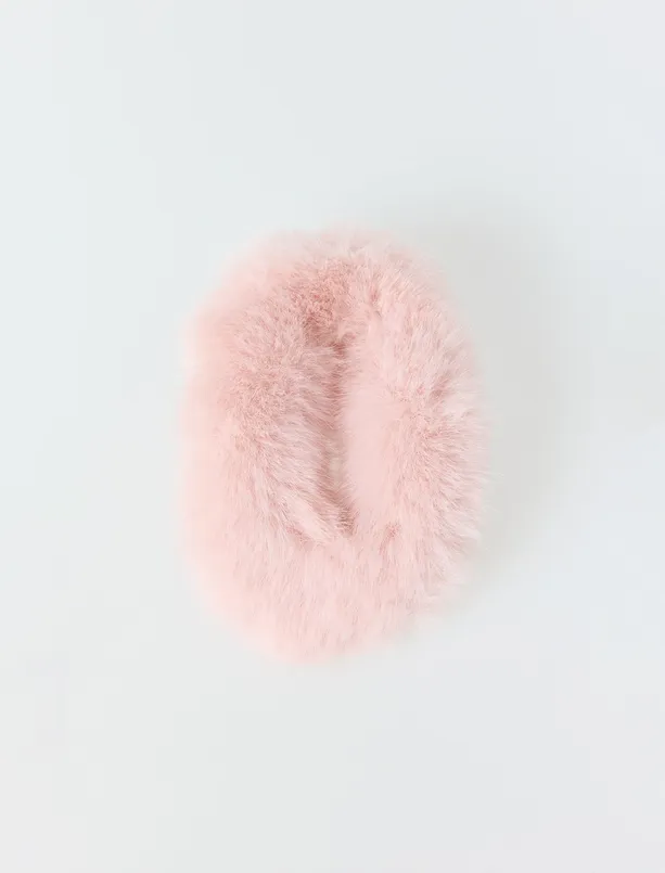 Bayan Pembe Peluş Çıtçıtlı Toka