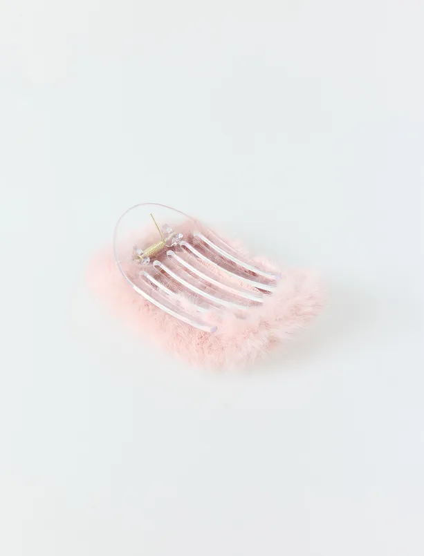 Bayan Pembe Peluş Çıtçıtlı Toka