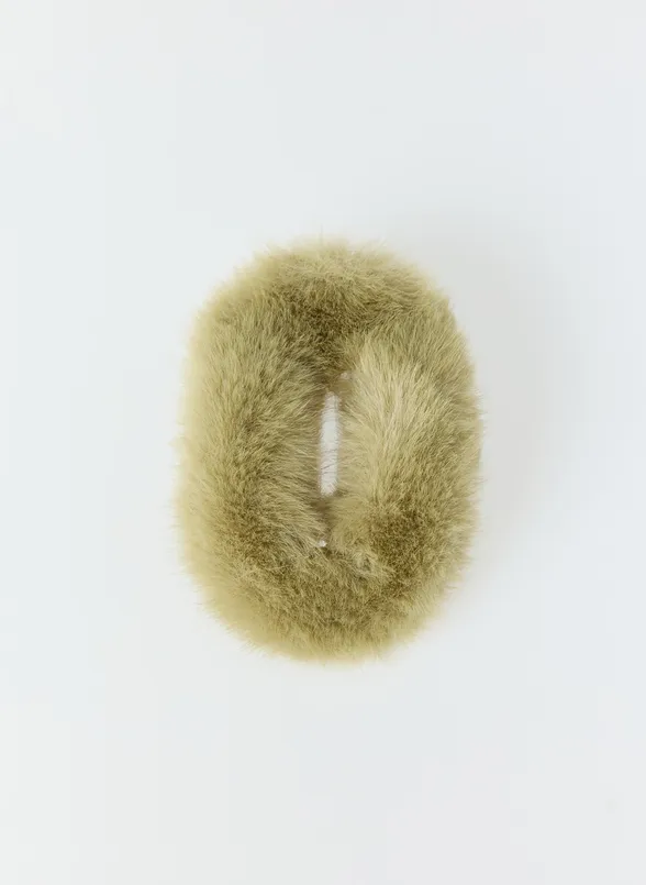 Bayan Yeşil Peluş Çıtçıtlı Toka