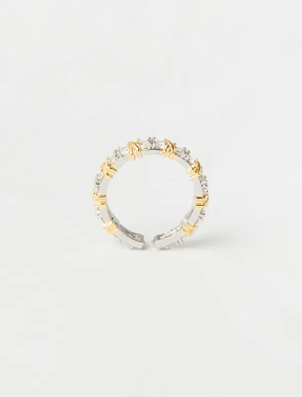 Women Mixed Zircon Stone Detailed Modern Ring