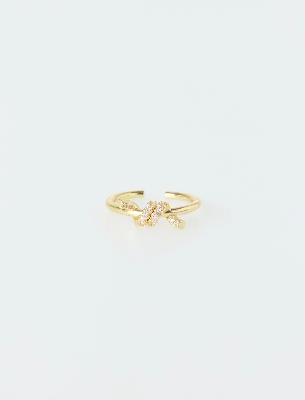 Bayan Sarı Burgu Figürlü Parlak Taşlı Yüzük