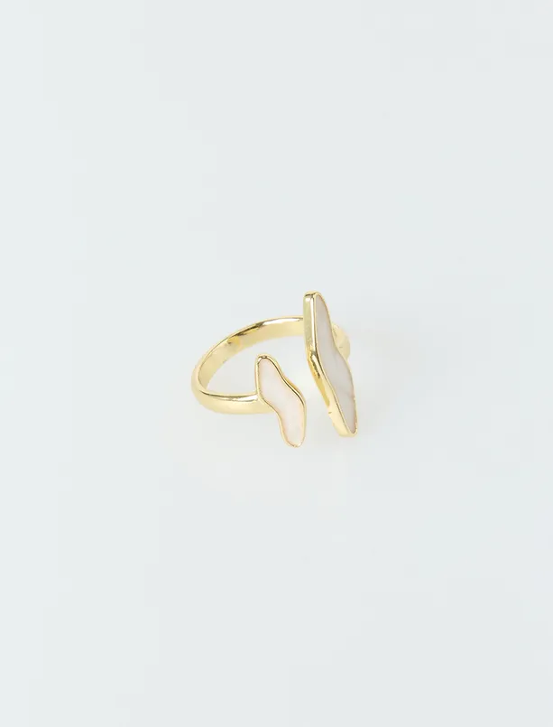 Bayan Sarı Asimetrik Figürlü Ayrık Yüzük