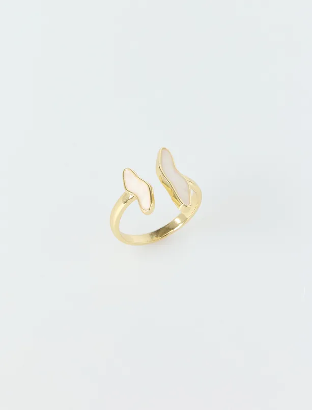 Women Yellow Asymmetric Figured Split Ring