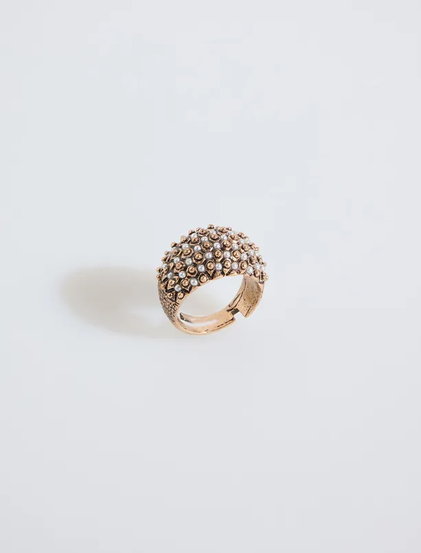 Bayan  Çoklu İnci Detaylı Yüzük