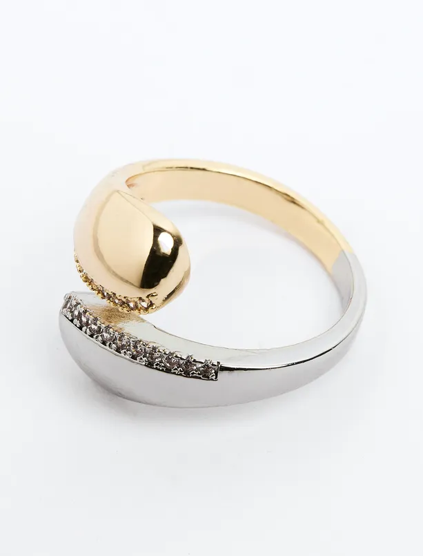 Bayan Karışık Damla Figürlü Parlak Taşlı Zarif Yüzük