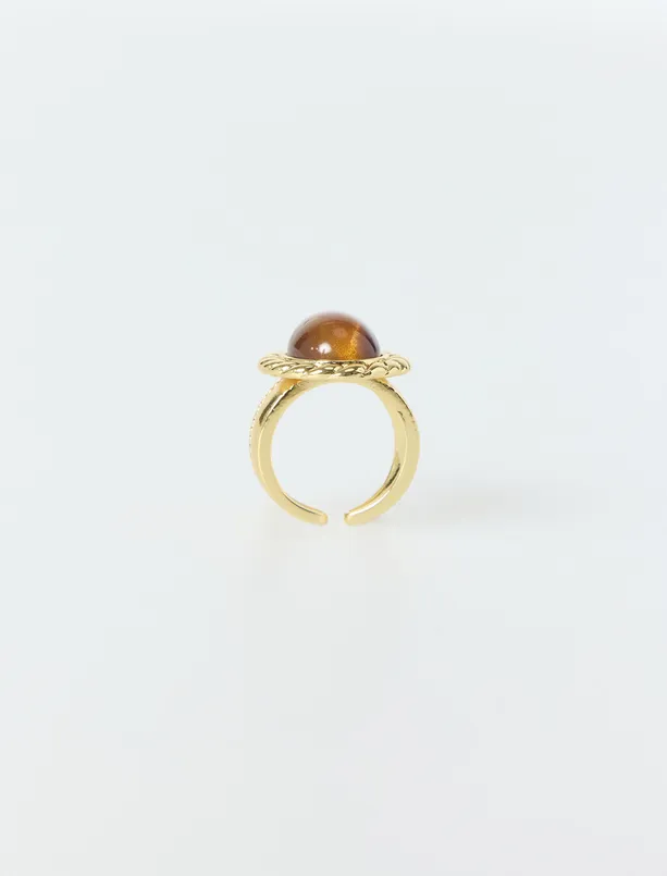Women Brown Colorful Stone Detailed Ring