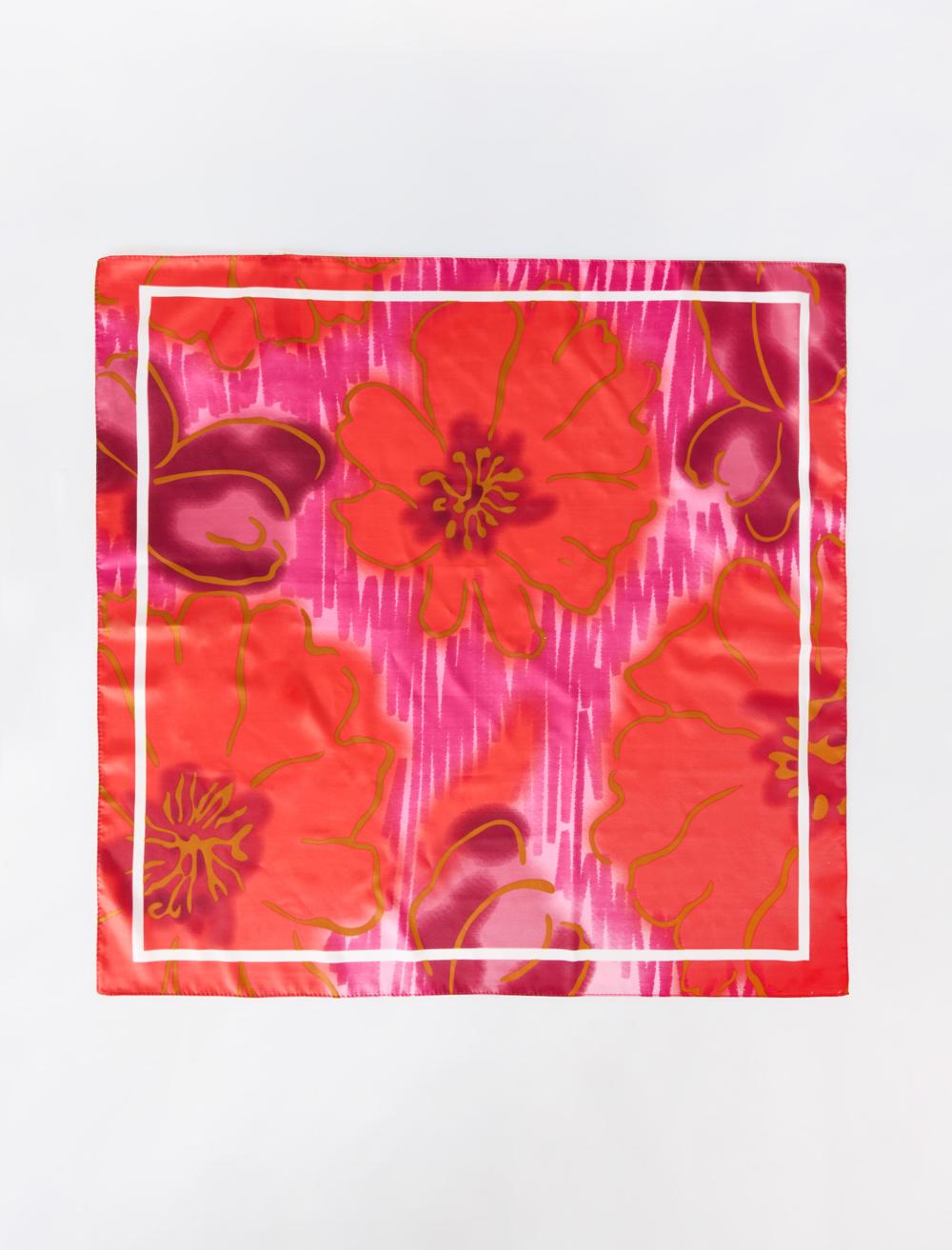 Çiçek Desenli Dokuma Eşarp