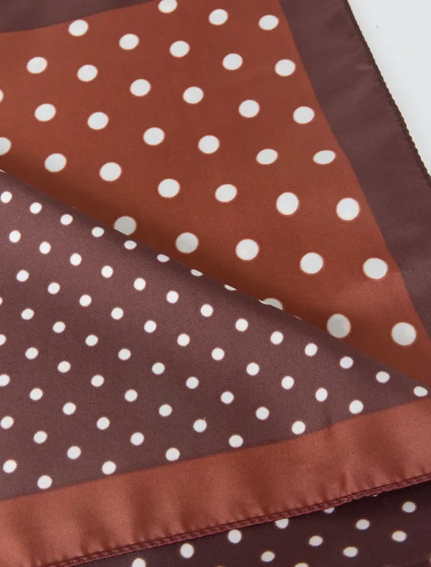 Women  Square Patterned Polka Dot Woven Scarf