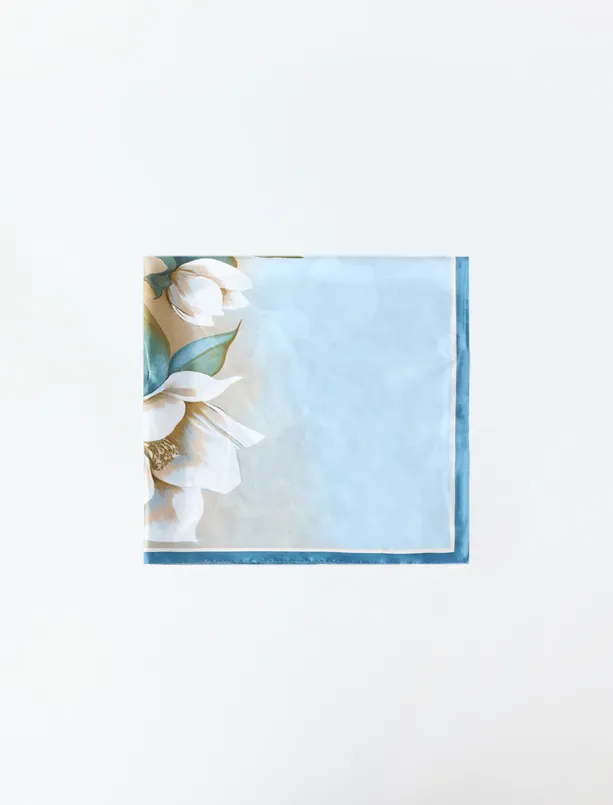 Bayan  Çiçek ve Yaprak Desenli Dokuma Eşarp