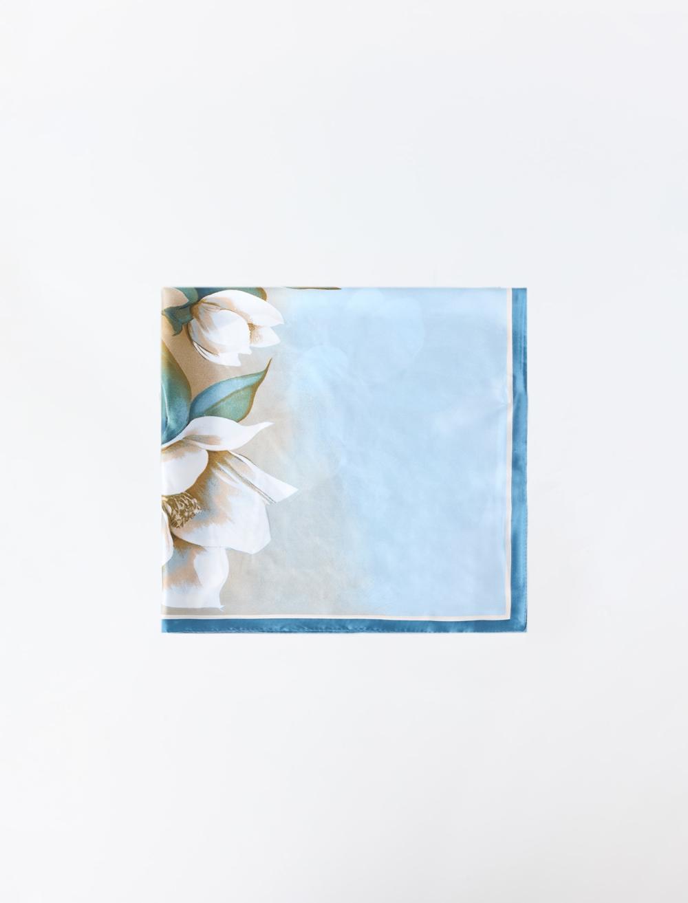 Çiçek ve Yaprak Desenli Dokuma Eşarp