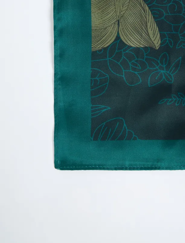 Bayan Yeşil Çiçek Desenli Dokuma Eşarp