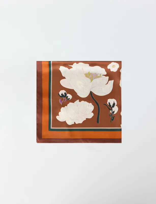 Bayan  Çiçek Desenli Dokuma Eşarp