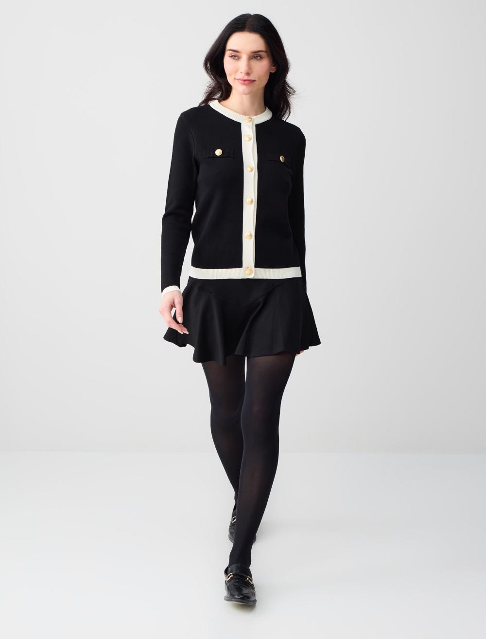 Düz Kesim Beli Lastikli Mini Örme Şort Etek